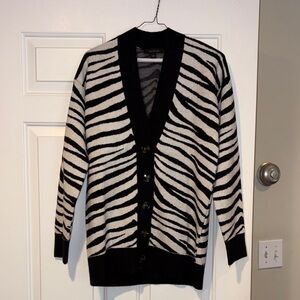 Ann Taylor Black and White Zebra Stripe Cardigan